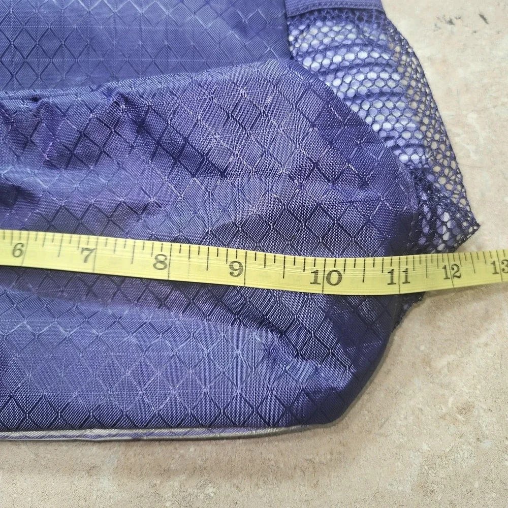Thirty-One Sling Backpack‎ Bag Purple Stripe Crossbody Zip Pockets Travel